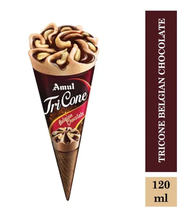Amul IC Tricone | Belgian Chocolate (120ml, 20 Units / Box)