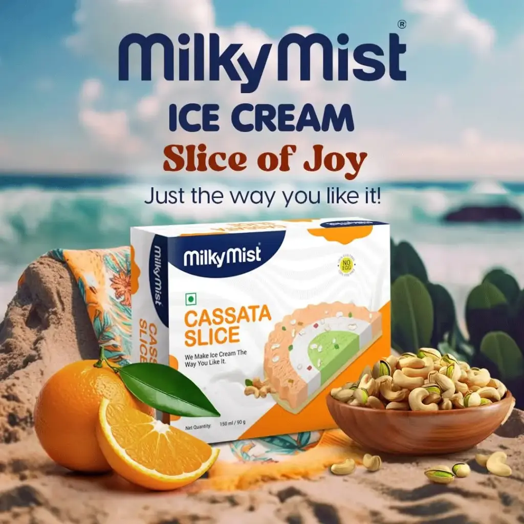 Milky Mist Cassata Slice Orange F&N And Pista - 150Ml (8Pcs / Box)