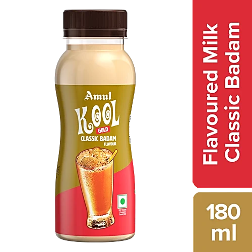 Amul Kool Classic Milk | Badam Pet Bottle (180ml, 30Units / Box)