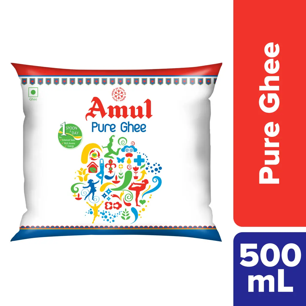 Amul Ghee Sachet (500ml, 20Units / Box)