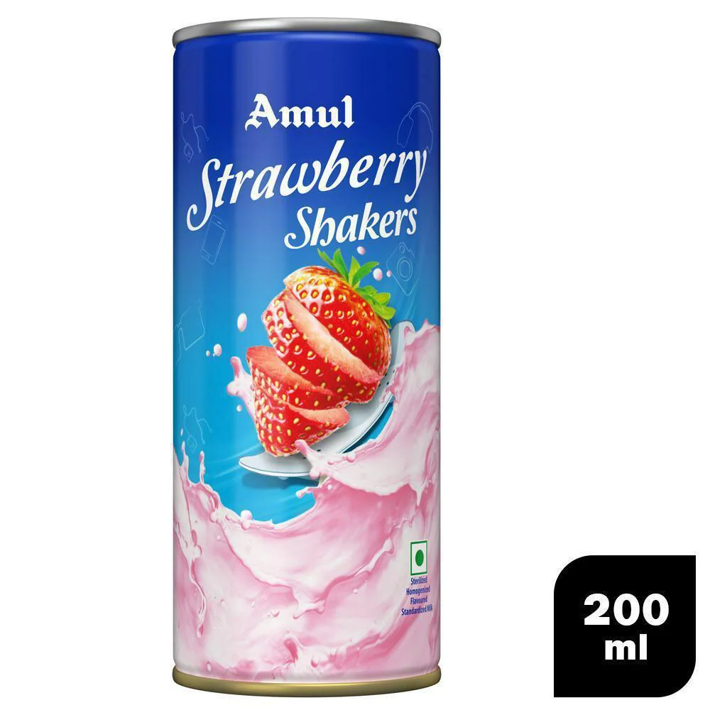 Amul Kool Milk Shake | Strawberry Can (200ml, 30Units / Box)