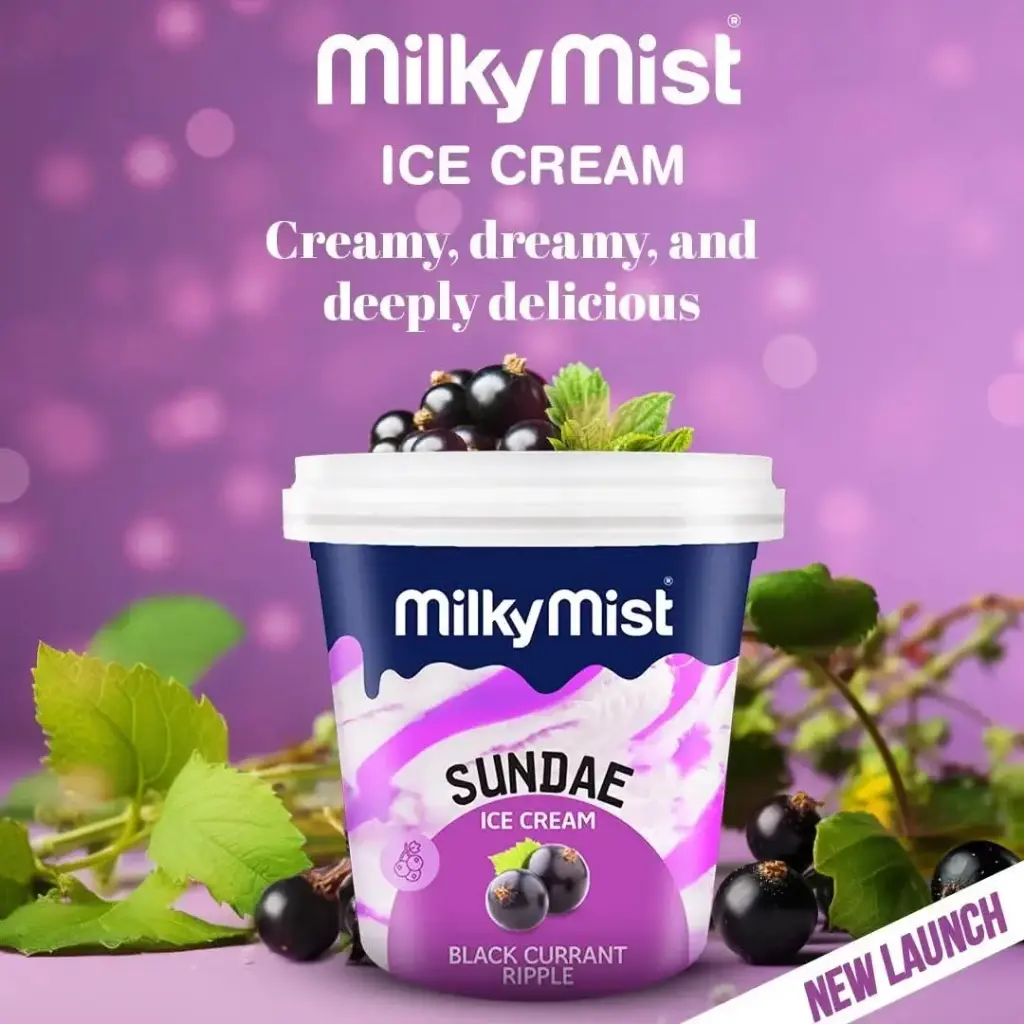 Milky Mist Sundae Ice Cream | Black Currant (125ml, 12 Units / Box)