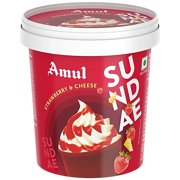  Amul Sundae Strawberry & Cheese (125ml, 8 Units)