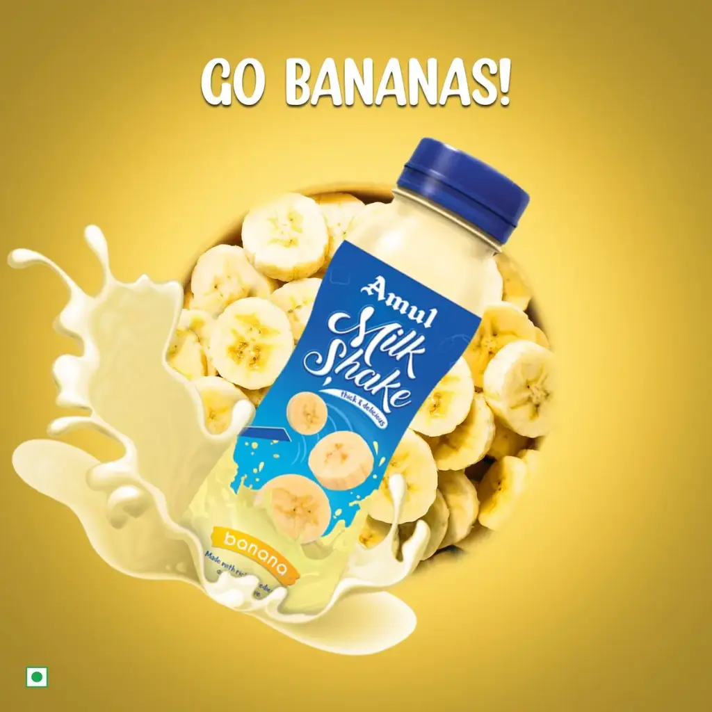 Amul Milk Shake | Banana Pet Bottle (200ml, 30Units / Box)