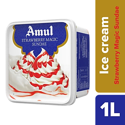 [ICSUVMS40] Amul IC Sundae | Strawberry Magic (1L, 3 Units / Box)